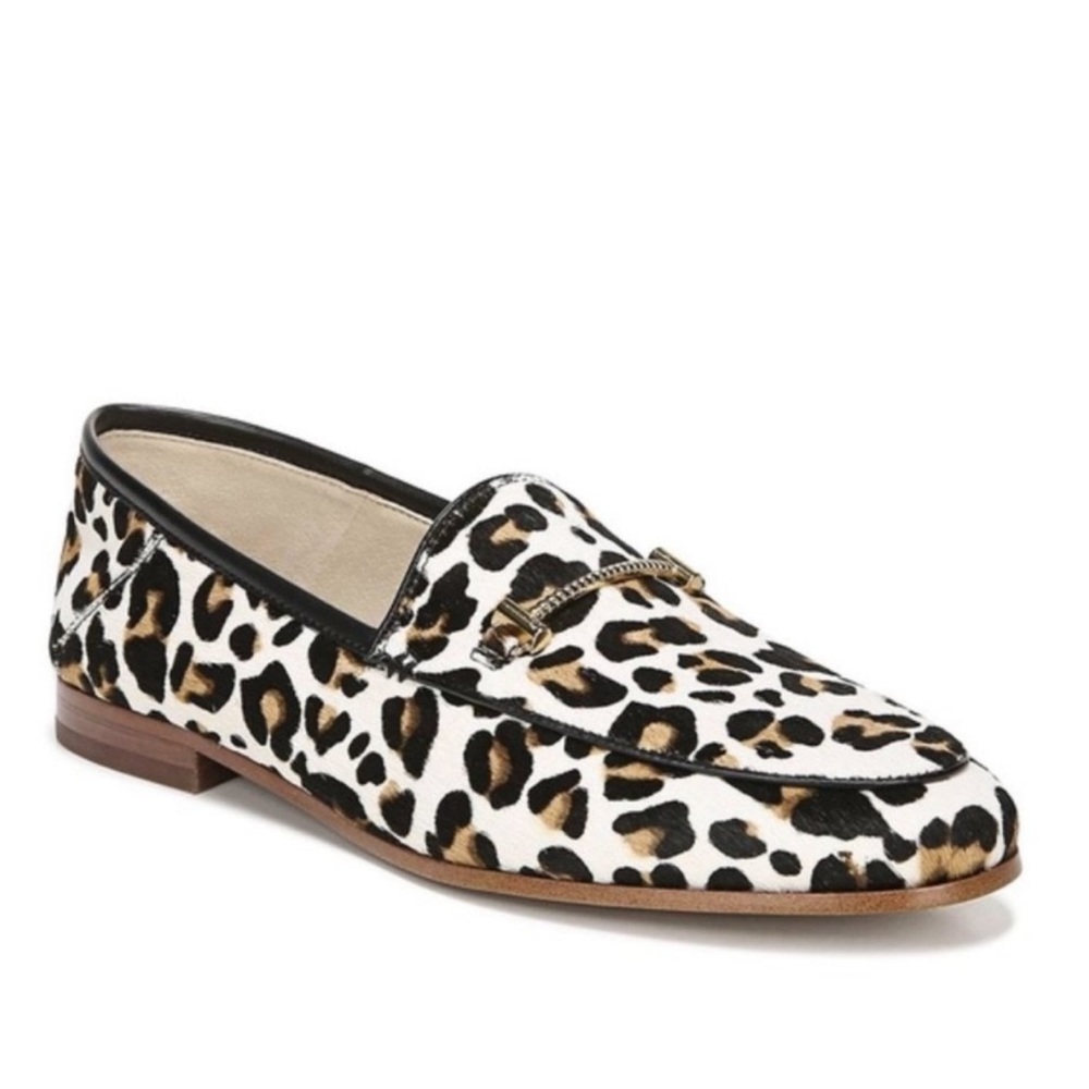 Sam Edelman Leopard Print Leather Loafers in Black, White & Tan